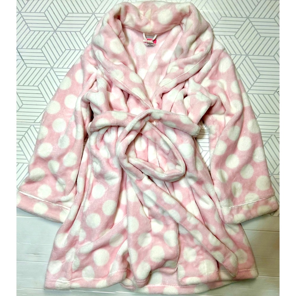 Kate Spade Super Soft Plush Wrap Robe Large L XL Pink Jumbo Dots EUC